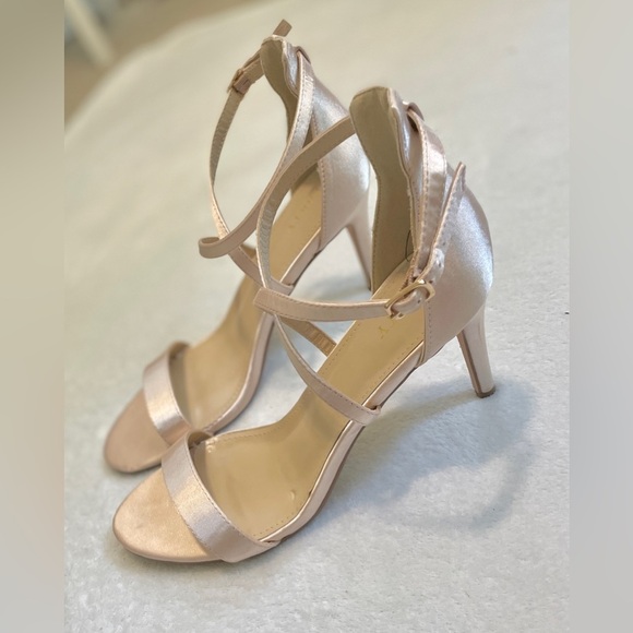 Strappy Satin Open Toe Heels - Picture 2 of 6